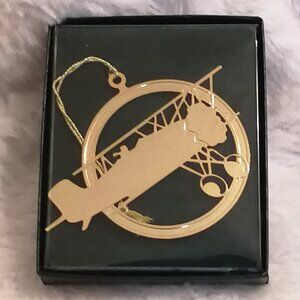 Gold Plated Brass Aviation-Themed Ornament